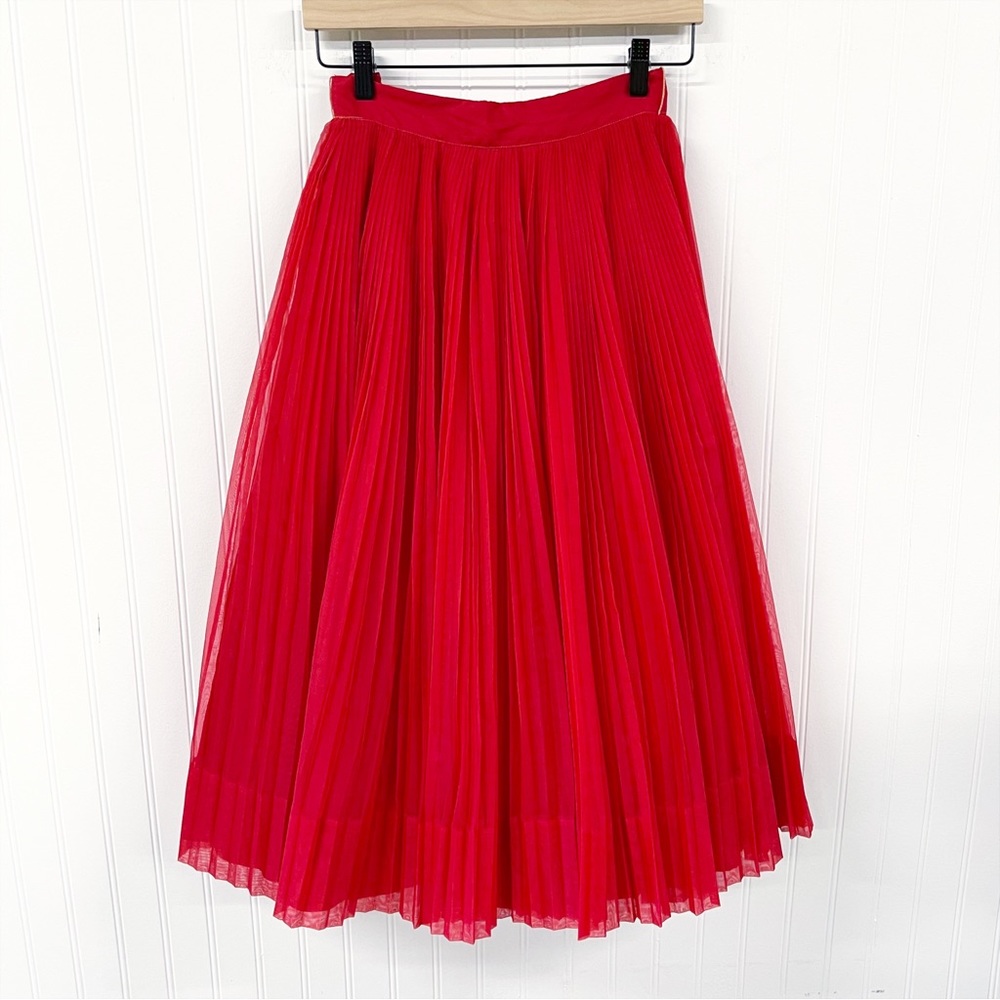 Vintage 1950s | Gale & Gale | Red Pleated Organza Tulle Circle Skirt